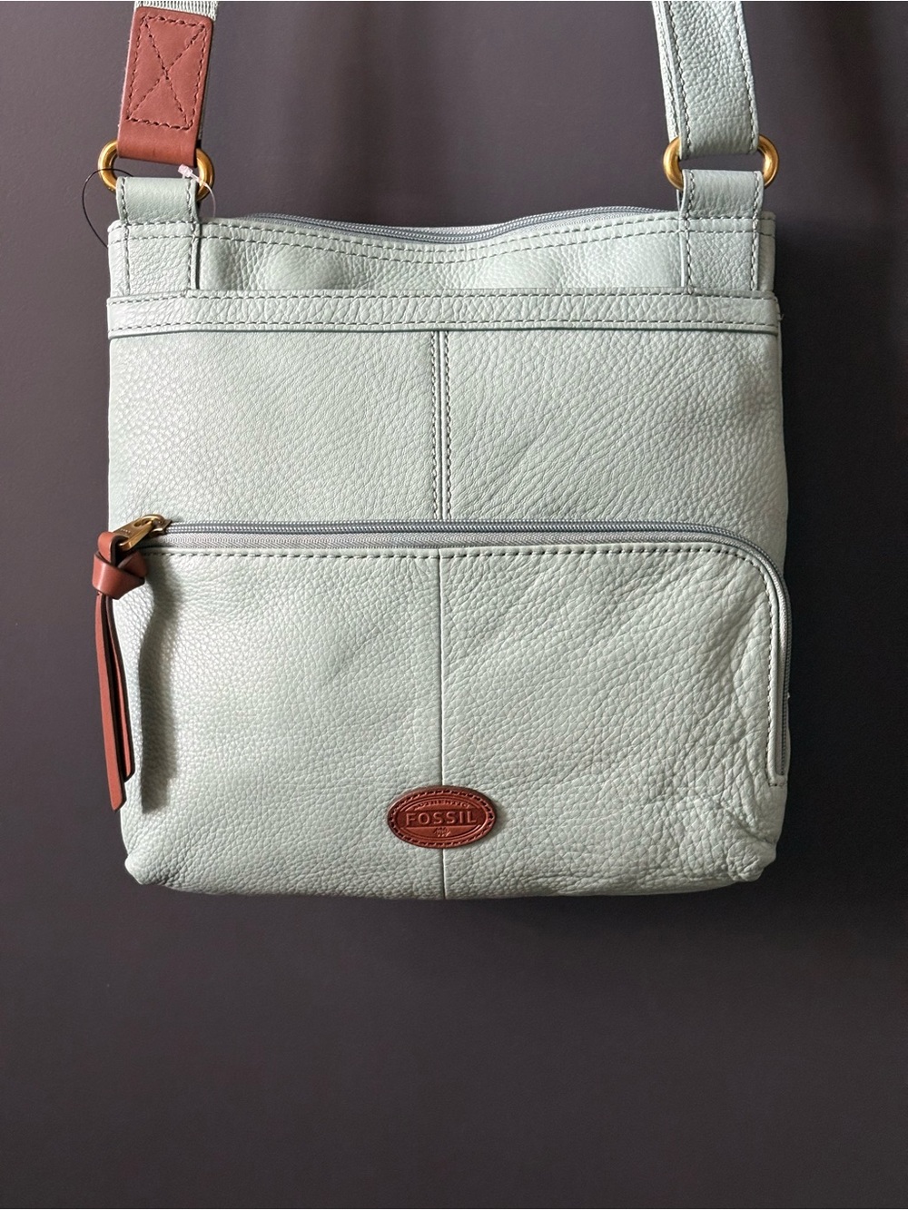 Fossil Morgan Traveler | Sea-glass, Mint Green | Leather Crossbody Bag - Picture 6 of 11